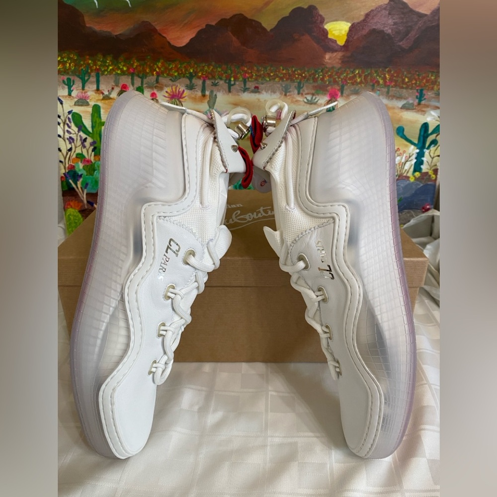 Christian Louboutin Arpoador Flat, Leather, Suede,Men’s Sneakers,Wht, EU43/US 10 - Picture 7 of 16